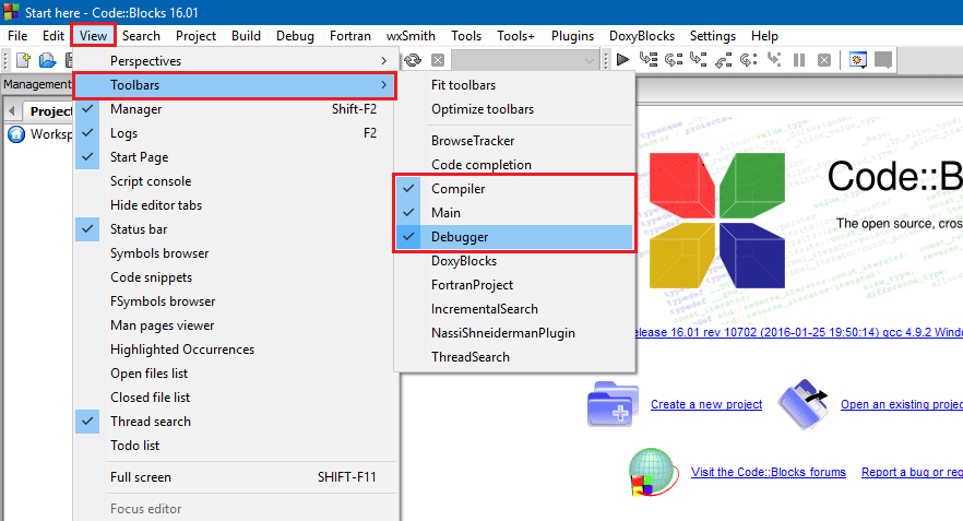 Set codeblocks perspective